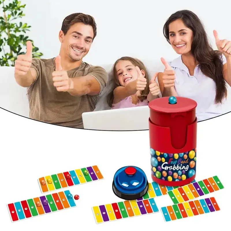 Match Color Line Bingo Board Games For Adult Kids Reaction Training Toys Fun Fast Bead Grabbing Two-player Game with Bells
