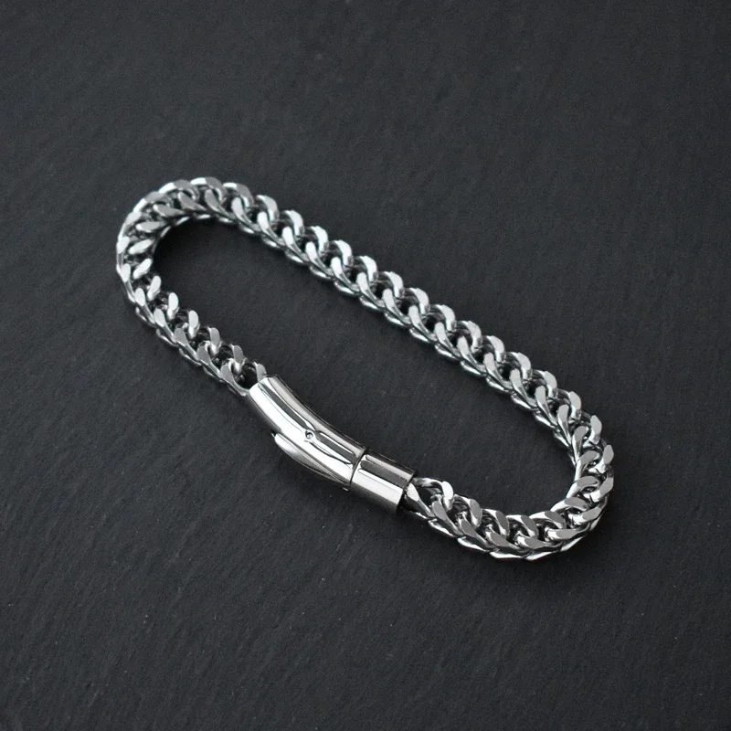 Men Golden Silver Color Chain Bracelet Stainless Steel Keel Link Chain Bangle for Male Women Hip-hop Trendy Wrist Jewelry Gift