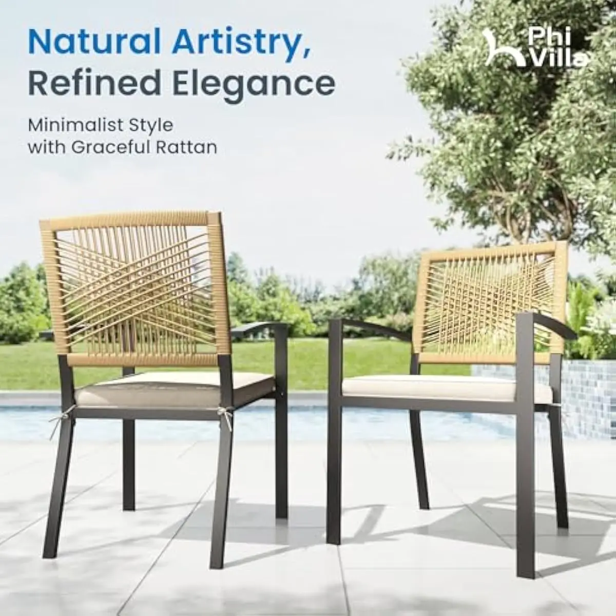 9-piece modern outdoor dining ensemble featuring 82-inch rectangular steel table with umbrella aperture and eight ergonomic wick