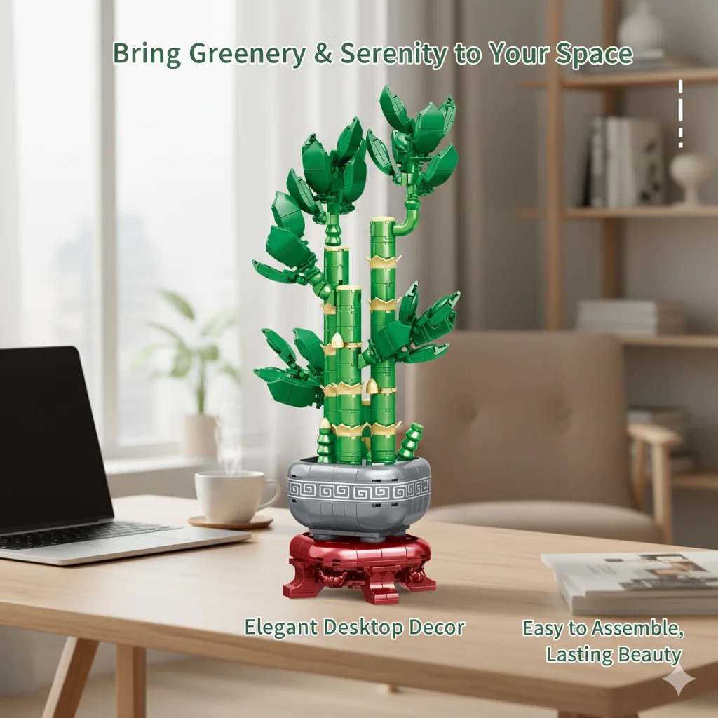 DIY decoración creativa del hogar flores artificiales bloques de construcción planta en miniatura bonsái ladrillos juegos Año nuevo amigo regalos para adultos
