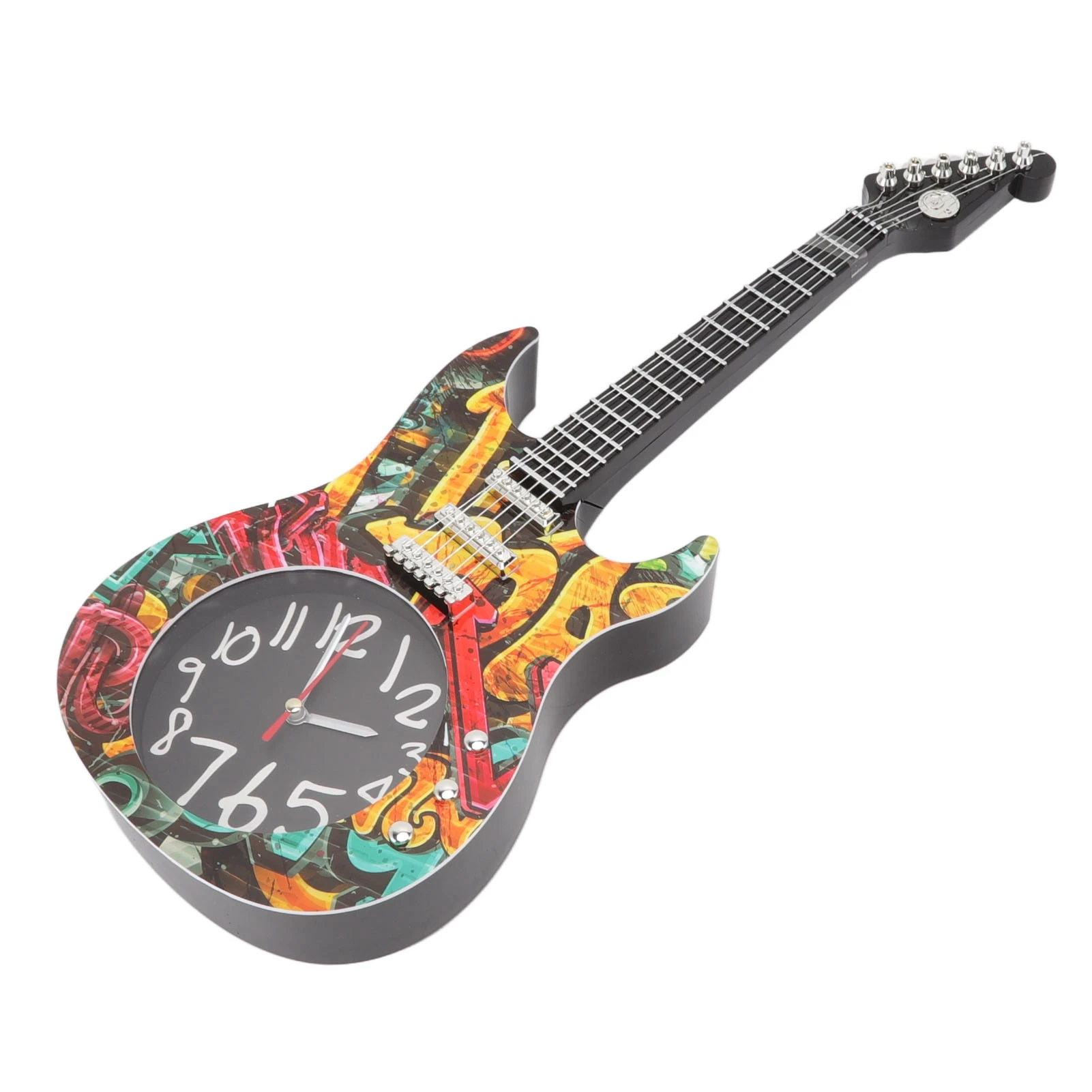 Guitar Wall Clock Simulation Time Accurate Guitar Shaped Clock Retro Elegant Wall Decor for Home Dormitory Bedroom