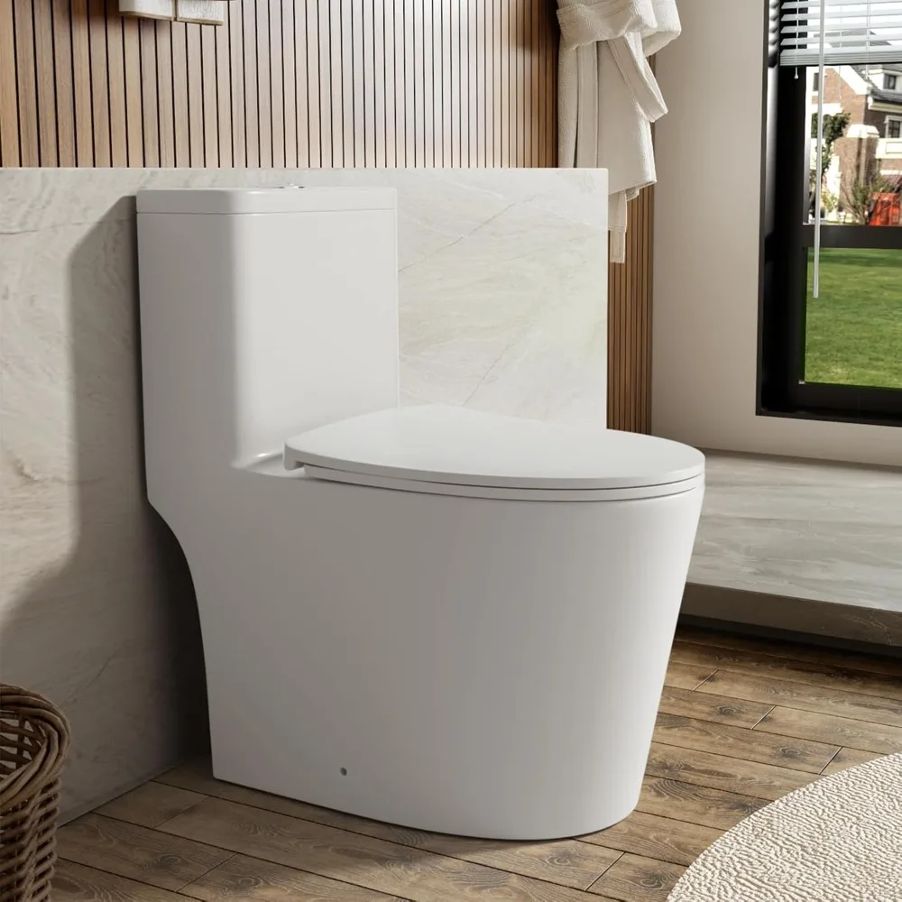 

Удлиненный стандартный цельный унитаз с двойным смывом и удобной высотой сиденья, мощный и тихий современный унитаз с двойным смывом