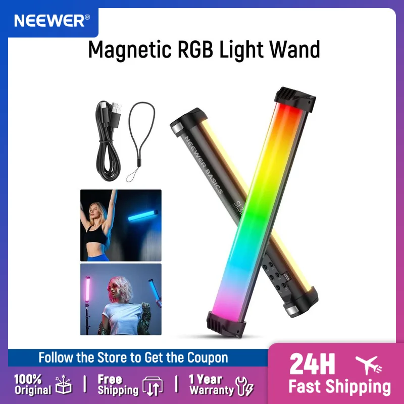 NEEWER Basics 12 "عصا إضاءة RGB مغناطيسية CRI95 عكس الضوء 8 واط LED يده فيديو أنبوب الإضاءة عصا لتسجيل الفيديو في الاستوديو