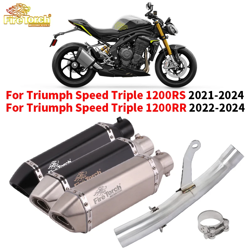 

Slip On For Triumph Speed Triple 1200RS 1200RR 2021 - 2024 Motorcycle Exhaust Escape System Middle Link Pipe Muffler DB Killer