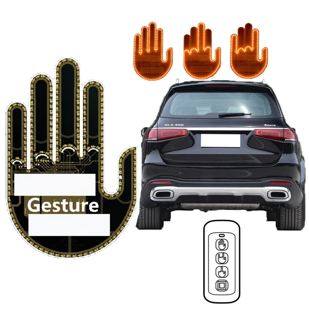 

Gesture LED Car Middle Finger Car Light Give The Bird Wave to Drivers Back Window Car Sign LED Hand Lamp