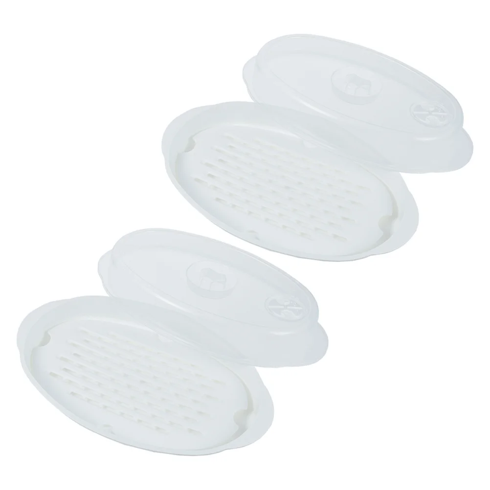 

2Pcs Large Capacity Fish Steamer Microwave Safe Ecofriendly Practical Nutrient Retention Vent Hole Leakage Barrier