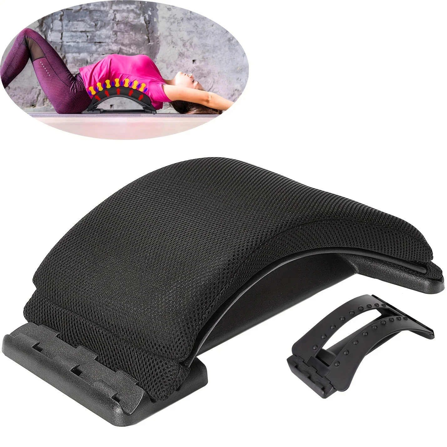 

Lumbar Massager, Curved Lumbar Corrector, Spine Stretcher, Office Lumbar Support Cushion With Thick Sponge Back