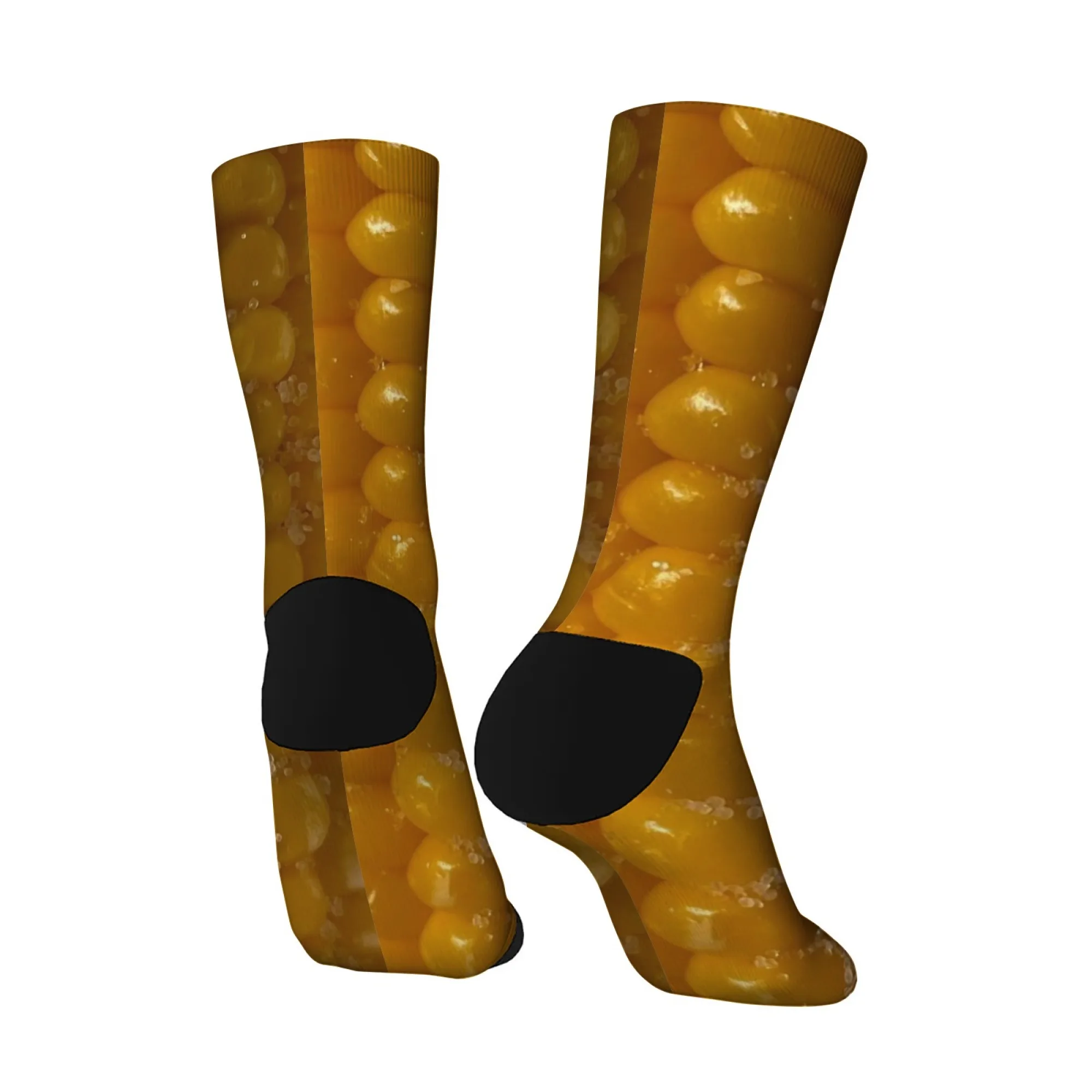 جوارب متوسطة الساق من الذرة المملحة الديناميكية الطازجة، تصميم مطبوع عليه الذرة المملحة اللامعة للجنسين لملابس الحرم الجامعي ناعمة ومسامية #6