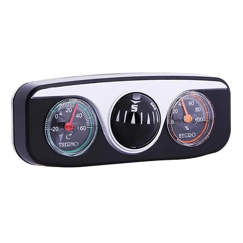 Vehicle-mounted Compass 3 In 1 Car Dashboard Navigation Direction Thermometers Hygrometer Multi-functional Travel Tool For Cars