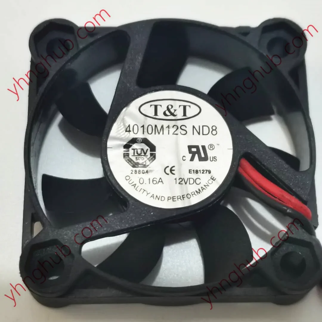T&T 4010M12B ND8 DC 12V 0,16A 40x40x10mm 2-draads serverkoelventilator