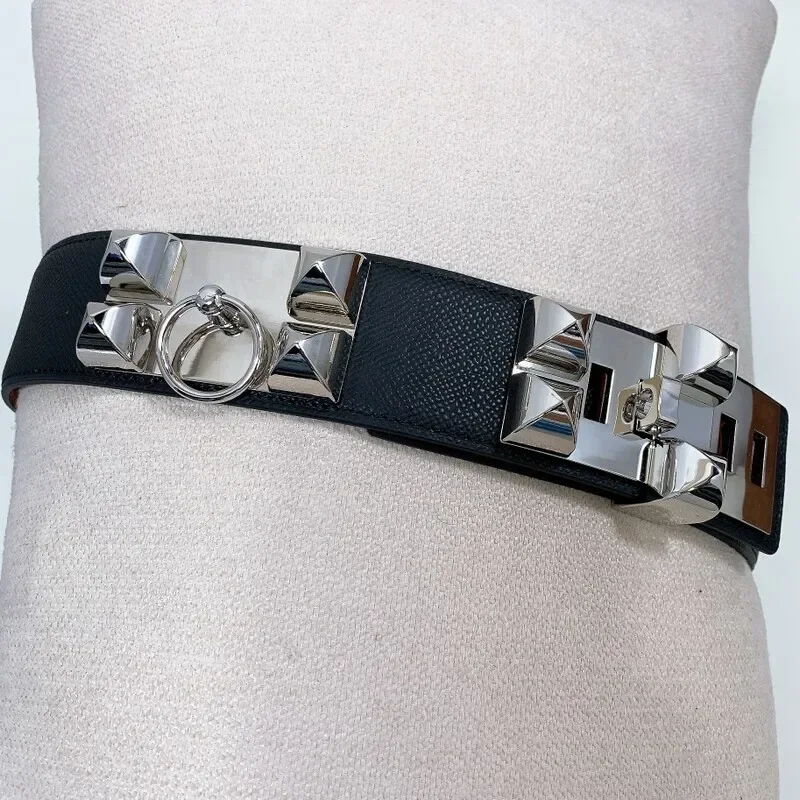 Stylish waistband for Women Locking Positive Leather Waistband 4.5 Classic Hardware Adjustable Skirt Belt Wide Belt