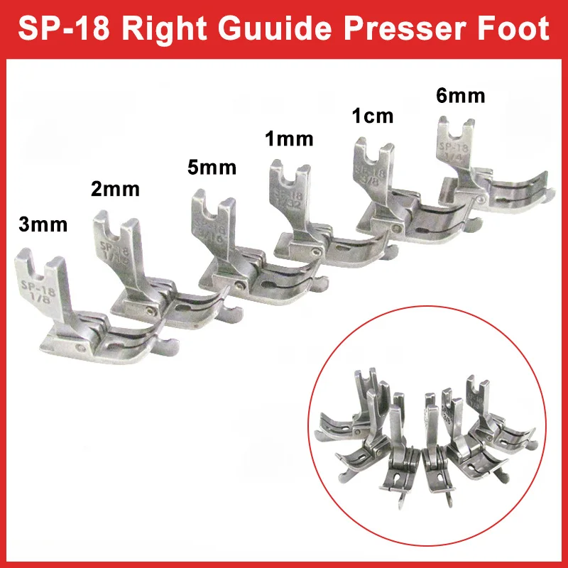 금속 프레서 발 SP-18 산업용 재봉틀 플랫 자동차 이동 가장자리 단일 바늘 플랫 1/4 1/8 3/8 1/16 3/16 1/32