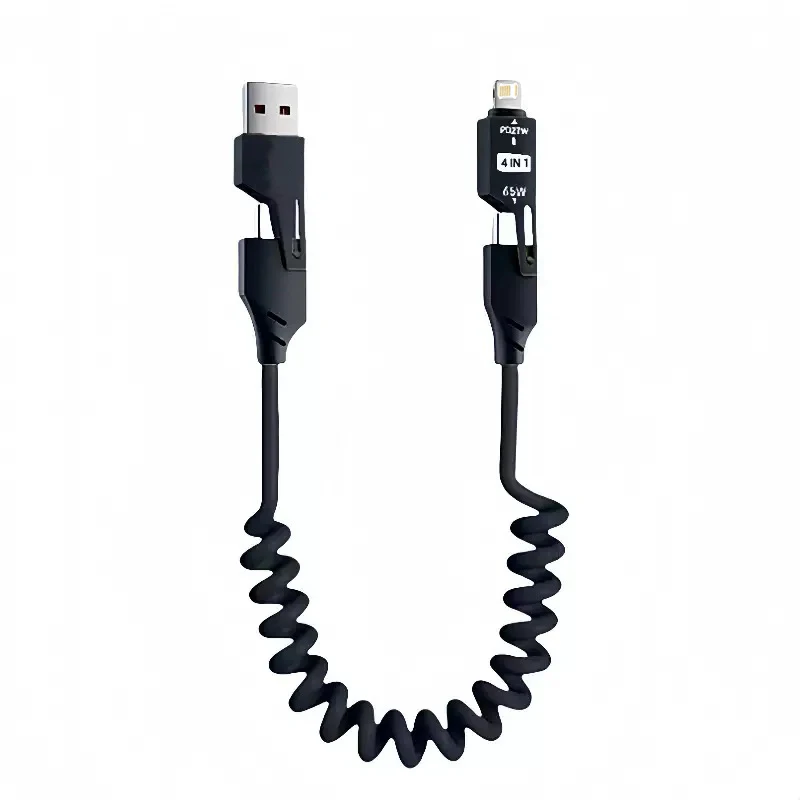 4-in-1 65 W Ladekabel Multi Port USB Typ C Schnellladedatenkabel für iPhone 16 15 Xiaomi Samsung PD 27 W Beleuchtungskabel