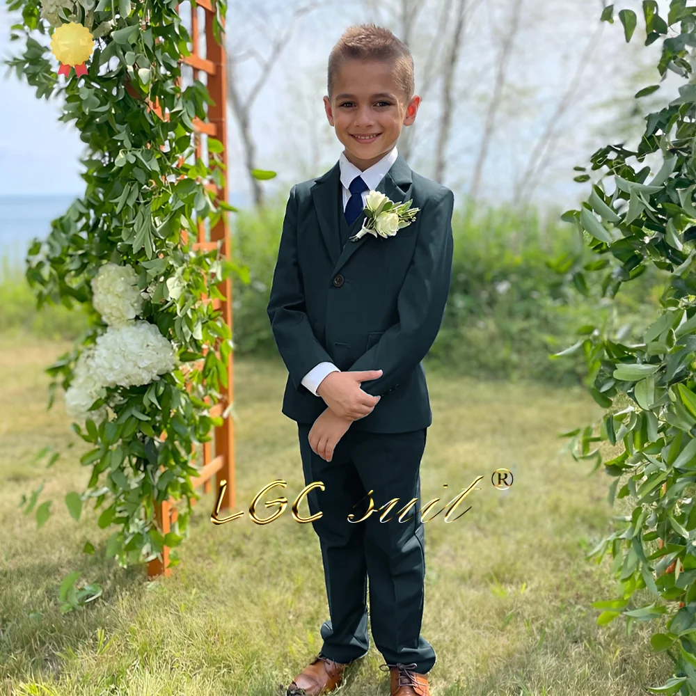 Traje de boda para niños de 3 piezas, esmoquin personalizado (blazer + chaleco + Pantalones), adecuado para niños de 2 a 16 años