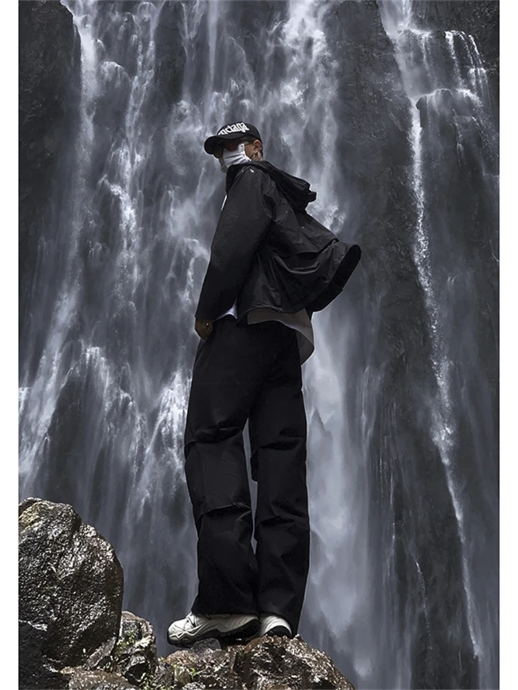 

Cleanfit Men's Summer Casual Pants Design Sense Pleated Quick Dry Workwear American Hiphop Mountain Climbing Jacket Pants