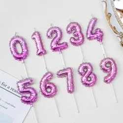 1Pcs Pink Creative 3D Balloon Candles Birthday Cake Top with Numbers 0-9 Candles Wedding Anniversary Cake Accessories