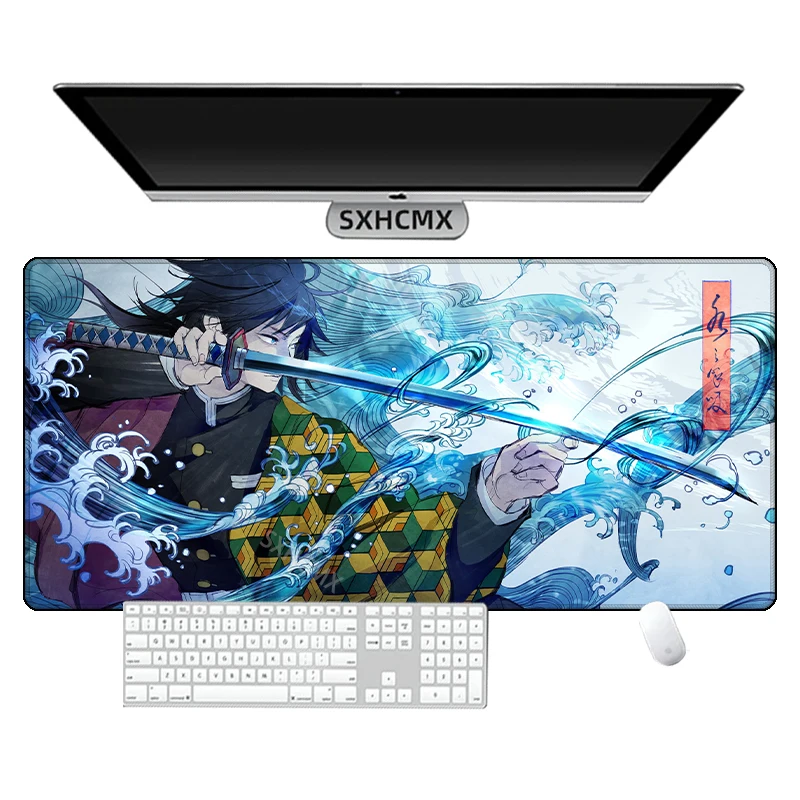 Mousepad Gamer Kochou Shinobu Demon Slayer Mouse Pad Office Desk Pad Computer Gaming Accessories Stitch Edge Rubber Keyboard Mat