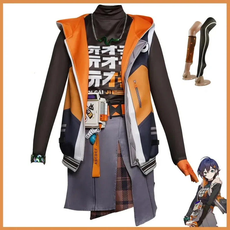 CyAnime Game Zenless Zone Zero Belle Косплей Костюм Спортивный костюм Пальто с капюшоном Юбка Парик Украшения на талии Женский сексуальный повседневный костюм