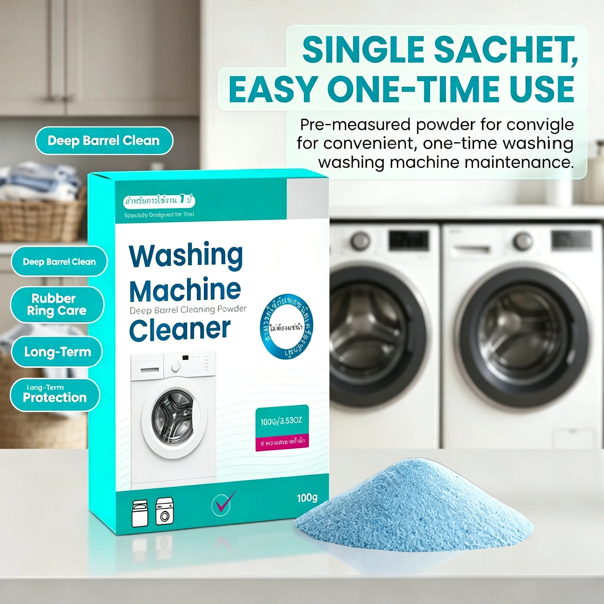Washing Machine Cleaner Independent Sachet Barrel Clean Remove Sludge Limescale Rubber Ring Care Washing Machine Cleaning Powder