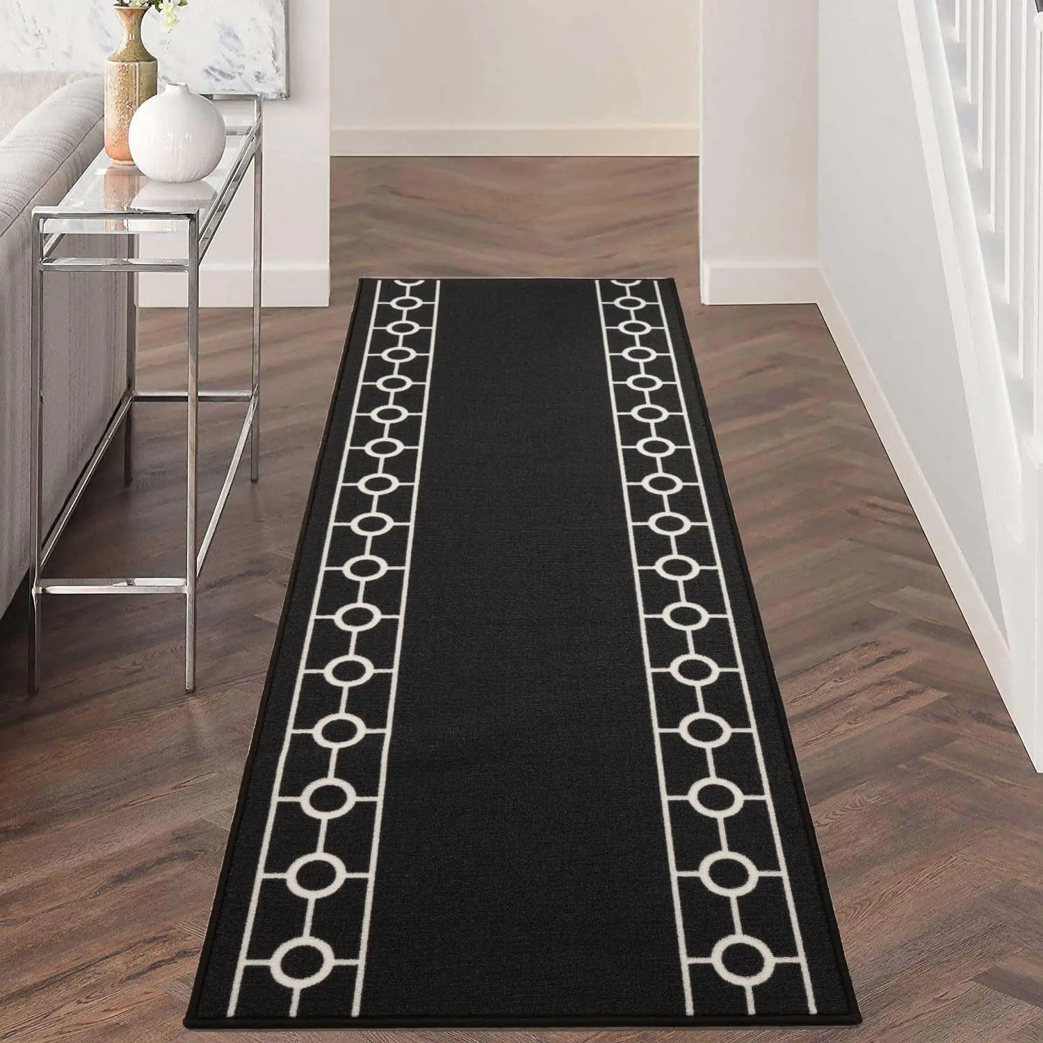 

Custom Size Runner Rug Chain Border Design Extra Long Runner Rugs for Hallways 26 Inch Wide X Pick Your Length by Feet Slip Skid