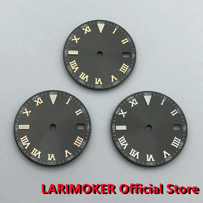 LARIMOKER 29mm Sunburst Black Reflection Pattern Dial Date Window NH35 Dial  Rose Gold/Silver index