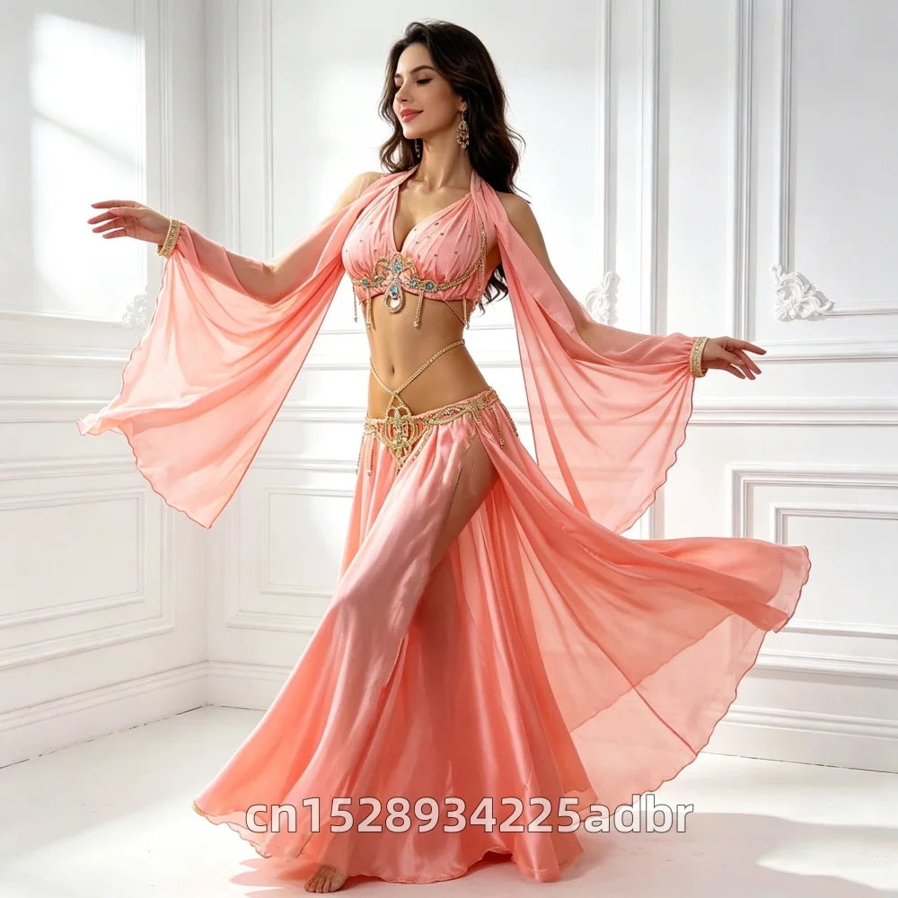 Belly Dance Performance Dress Senior Satin Bra+long Skirt 2pcs for Women Bellydance Competiton Costume Oriental Wear Outfit