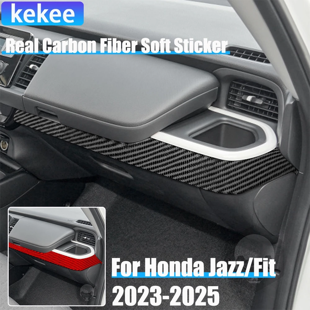 

Real Carbon Fiber Car Accessories Passenger Strip Decorative Trim Cover Soft Sticker For Honda Fit /Jazz GR9 2023 2024 2025