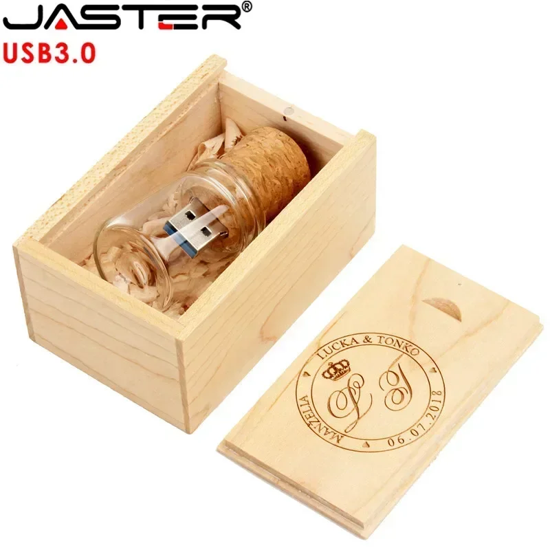 JASTER USB 3.0 Szklana butelka dryfująca z korkiem USB Flash Drive Szklana butelka pendrive 4GB 8GB 16GB 32GB 64GB Niestandardowe LOGO