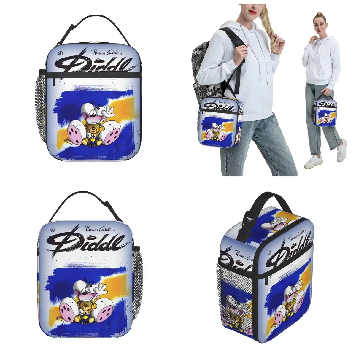 D-Diddles لطيف الكرتون معزول أكياس الغداء حاوية الغداء الكبيرة حقيبة للحفاظ على البرودة حمل علب الاغذية كلية نزهة بينتو الحقيبة #3