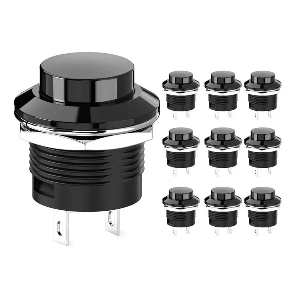 Easy to install Mini Momentary Push Button Switch No Lock AC 250V / 3A AC 125V /6A Balck Cap Off-ON