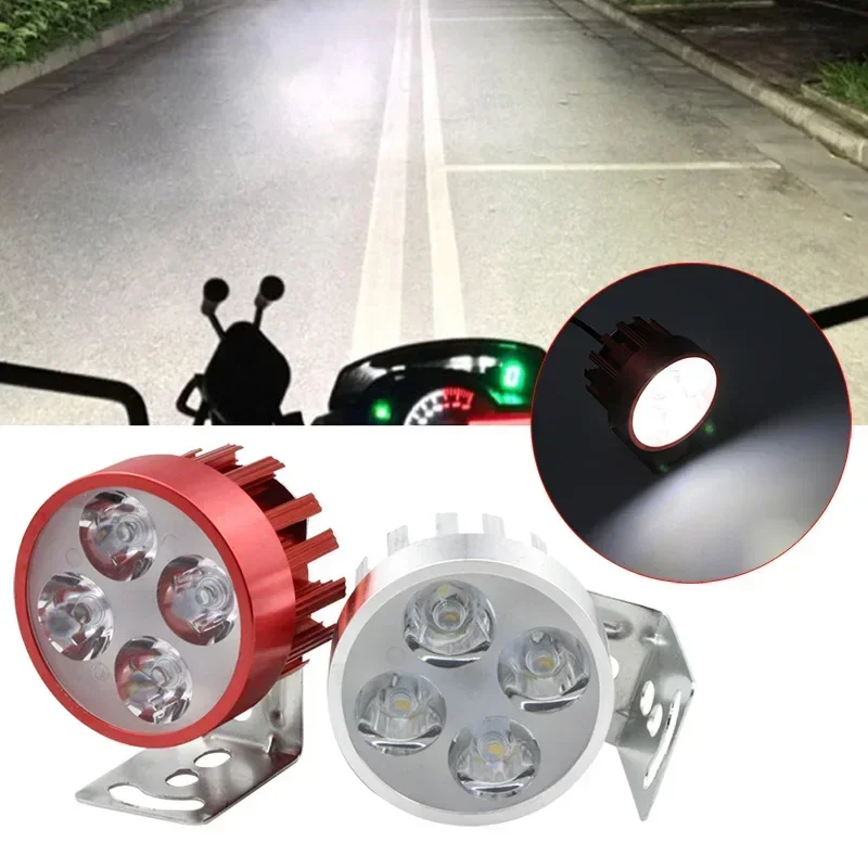 5 Colors  4 LED 12V-90V LED Motorbike E-bike Headlamp Super Bright Light Waterproof Bulb car styling  Motorcycle Headlight