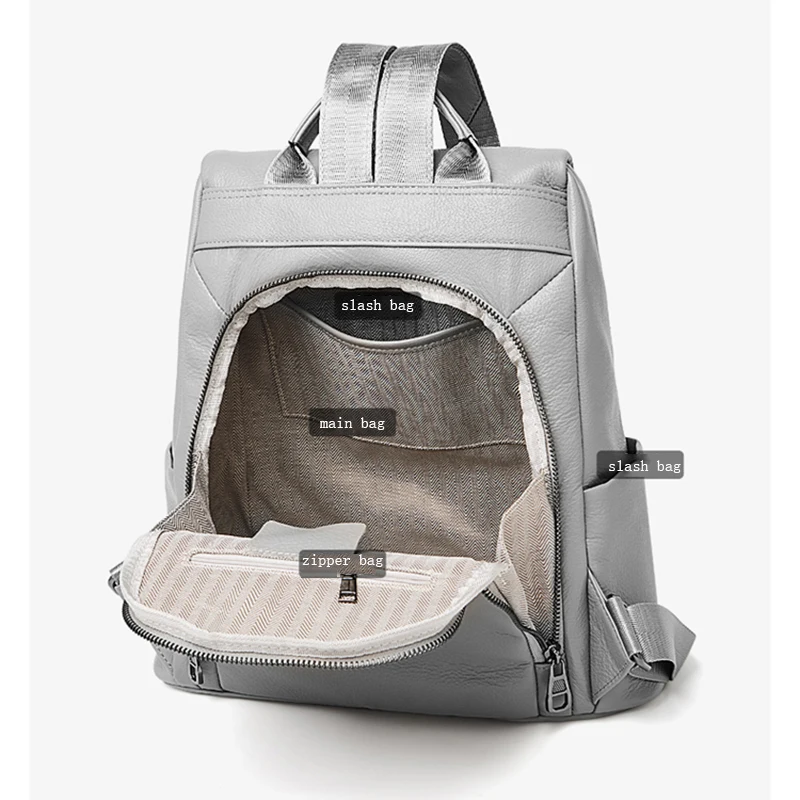 FOXER حقيبة ظهر نسائية من الجلد الطبيعي 2025 حقيبة جديدة بمقبض علوي حقيبة كتف للتنقل حقيبة ظهر للسيدات سعة كبيرة حقيبة مدرسية للبنات #4