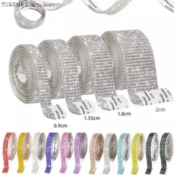 ริบบิ้นเพชรแบบมีกาวในตัวสติกเกอร์ติดพลอยคริสตัลสติกเกอร์ DIY พลอยเทียมสำหรับงานหัตถกรรมงานประดิษฐ์ทำมืองานโทรศัพท์ในรถยนต์แบบทำมือ