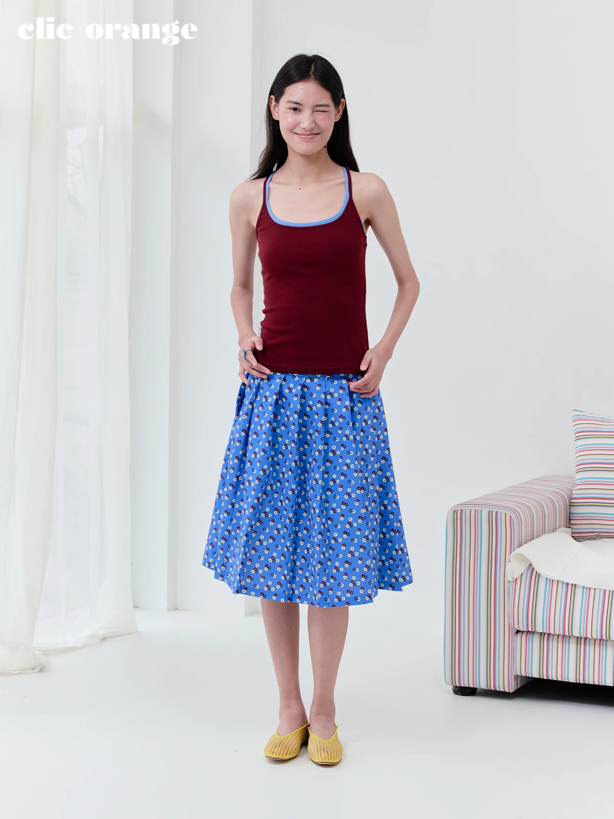 

Женский эластичный дышащий утягивающий рабочий жилет ClicOrange Deep Wine Blue из смесового хлопка с высокой эластичностью и U-образным вырезом