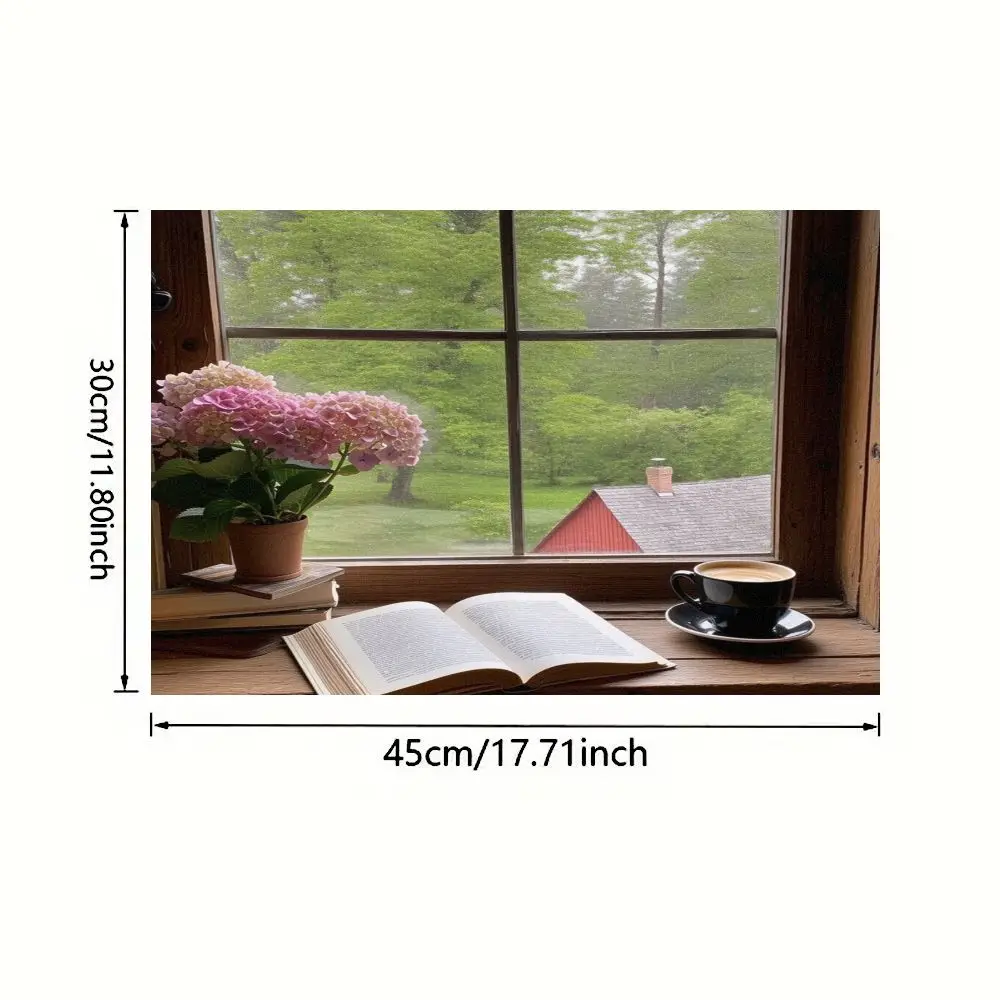 طقم مفرش طاولة مستطيل مكون من 4 قطع، تصميم زهور، سهل التنظيف، ديكور منزلي أنيق، مثالي لتناول الطعام والاحتفالات. #3