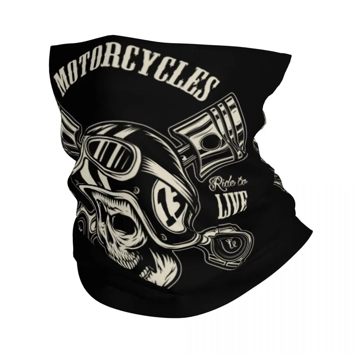 Cool Motorcycle Rider Skull Bandana Neck Cover Printed Retro Motorbike Moto Lover Wrap Scarf Warm Headband Riding