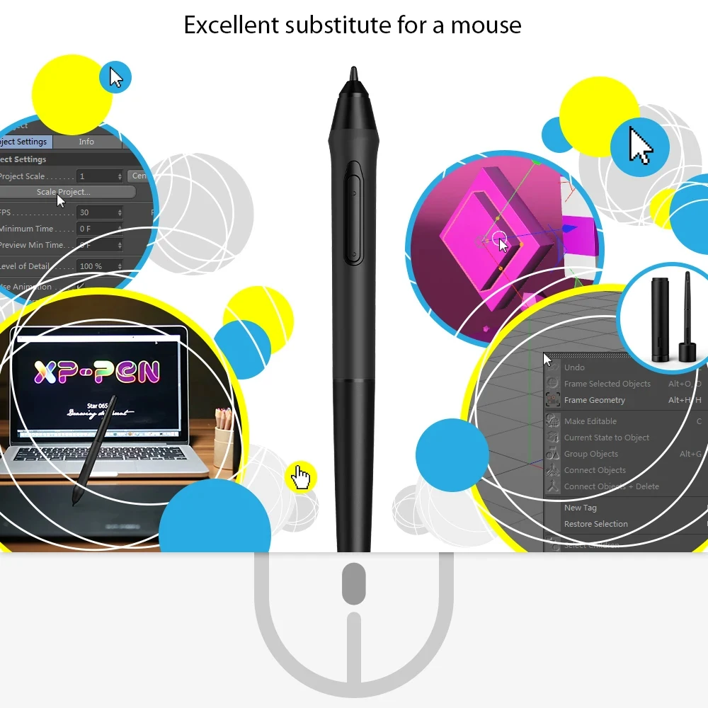 P05/P05S Battery-Free Passive Stylus for Ugee / XP-Pen Deco 01V2/Deco 03/Star G640S Graphics Drawing tablet