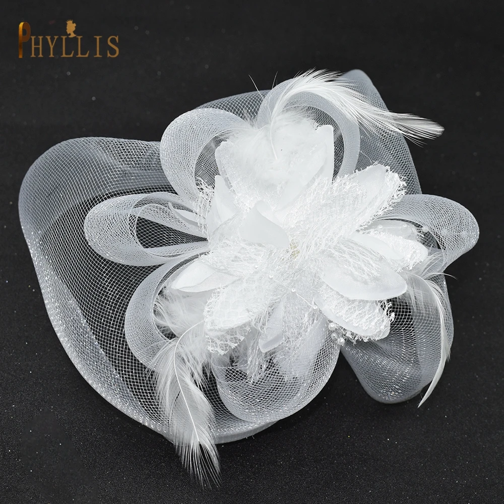 JM02 White Black Bridal Fascinator Birdcage Veil Wedding Hat Short Bride Face Veil Charming Evening Blusher Veil Bridal Headwear