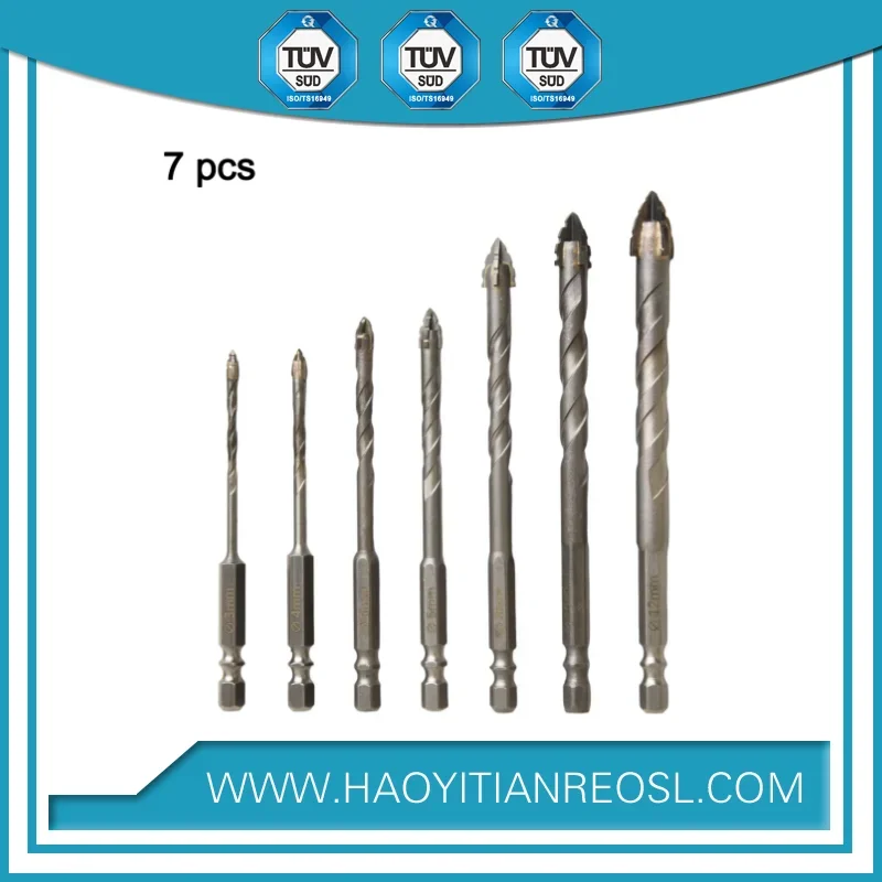 

7-piece Set Of Four-edged Serrated Drill, Sharp-tooth Drill, Triangular Drill Simple Installation Multifunction Skewed Head Dril