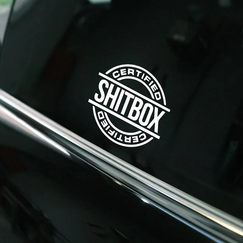 “SHITBOX CERTIFIED”Stickers,funny&creative words stickers with High quality for cars trucks motorcycles &laptops!