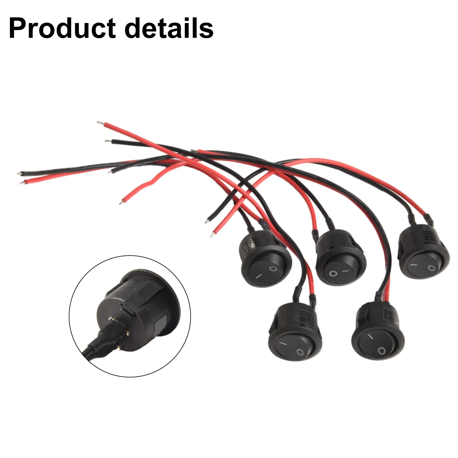 5 Set for mini Round ONOFF Rocker Switch SPST 20mm with Wires for Car RV Boat Applications 12V DC 24V Compatible Electrical
