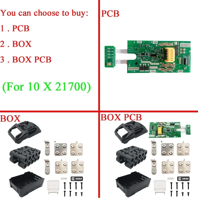 Pcb Carregamento Circuito Shell Box para Makita Bateria de Lítio Caixa de Plástico Bl1830 Bl1860 Bl1860 10×21700