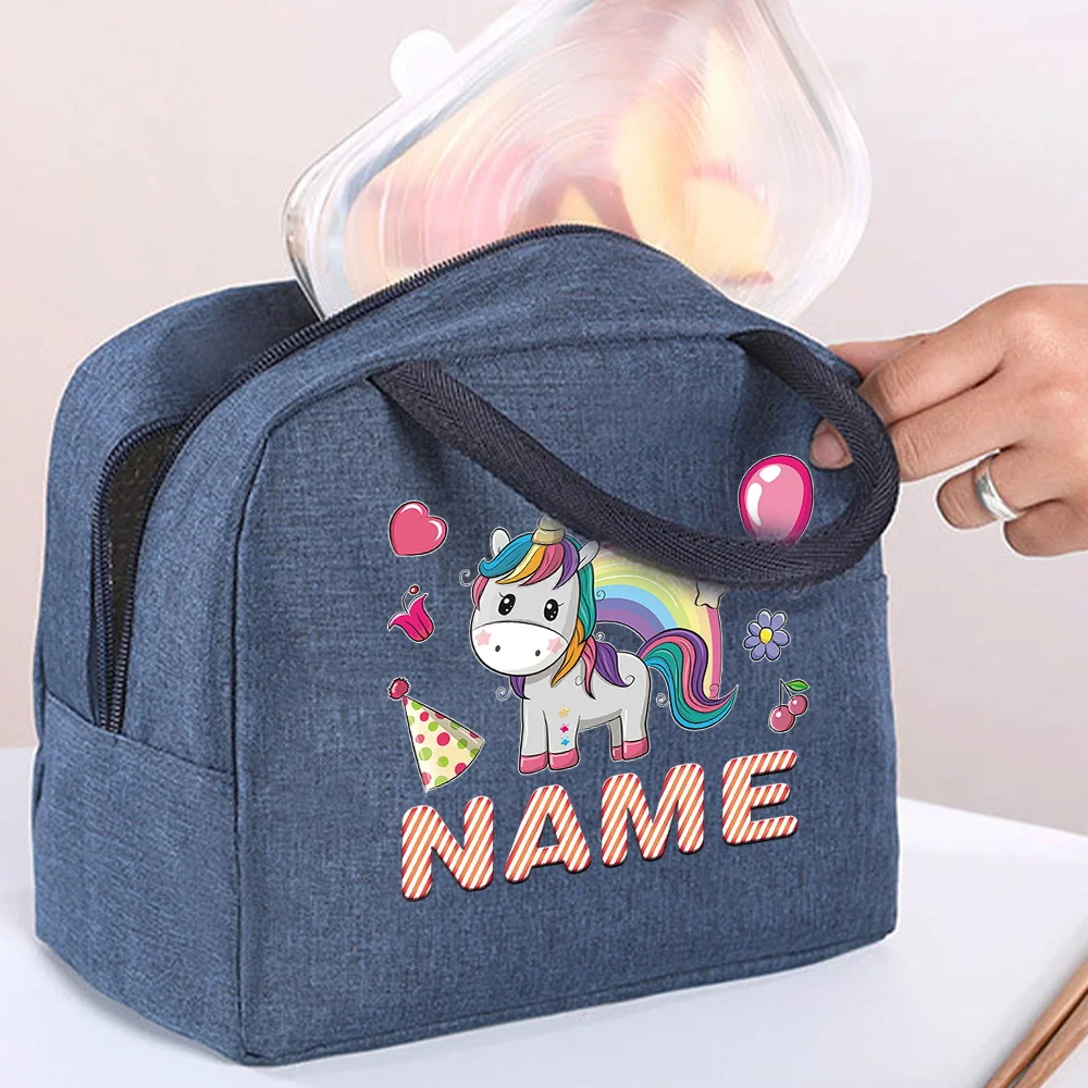 Customized Name Insulated Lunch Bag Cute School Lunch Box Bag Large Capacity Picnic Bag Customized Product
