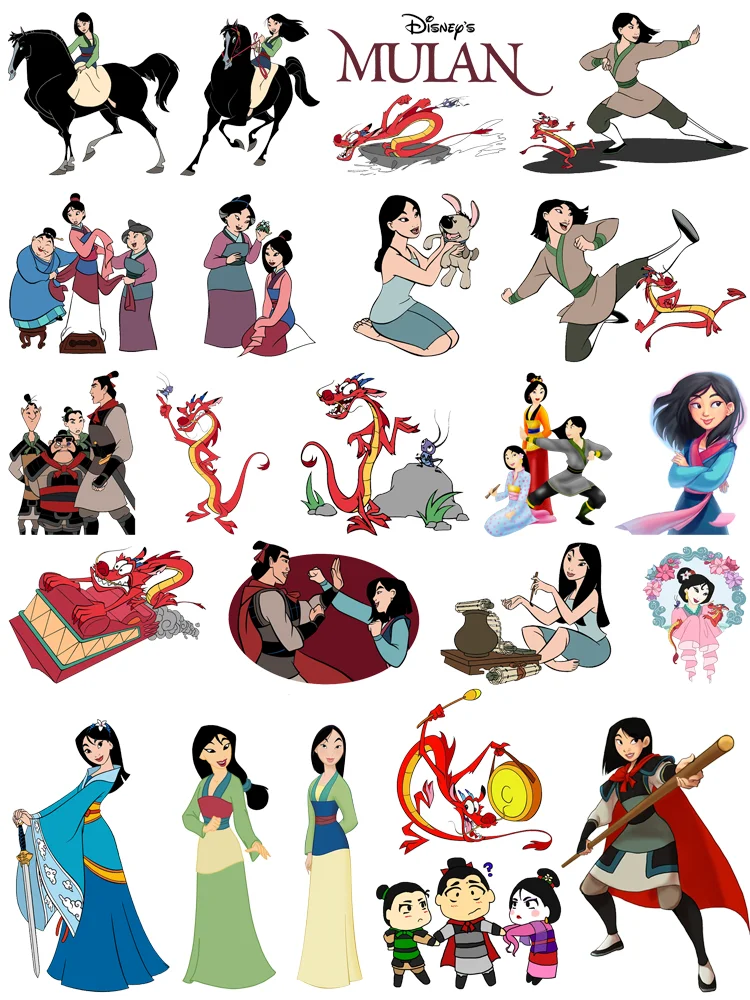 Disney movie Mulan Iron on patches self-adhesive stripes appliques heat transfer stickers