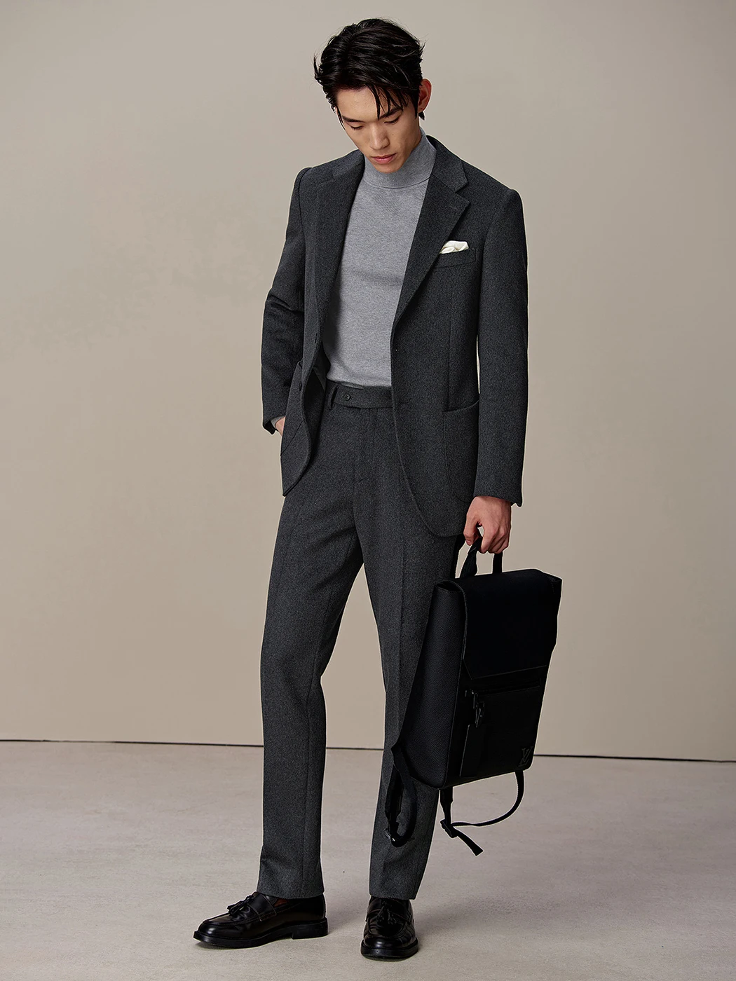 Men's Gray Winter 52% Wool Suit Premium Warm Fabric Blazer Set for Wedding Groom Formal Business Classic Fit Tuxedo