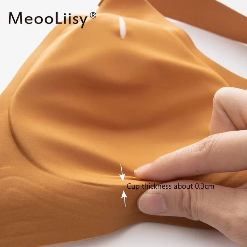 MeooLiisy Big Size Seamless Underwear Lady Minimizer Deep V Thin Cup Bras for Women Wireless Comfortable Lingerie C-F Cup