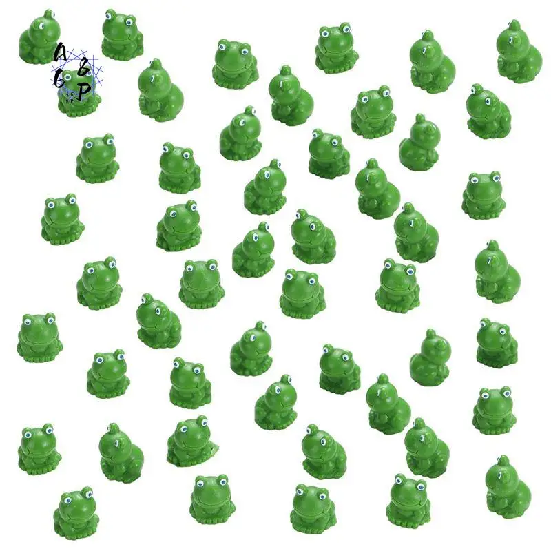A68P-100 Pcs Mini Frog Garden Decor Green Frog Figurines Miniature Home Decor Tiny Plastic Frogs Fairy Garden Decor