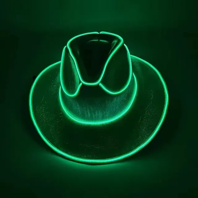 Lichten Cowboy Cowgirl Hoed met LED Light Up Cap Lichtgevende Western Cowboyhoed Parelmoer Cowgirl Hoed voor Dansfeest Aankleden