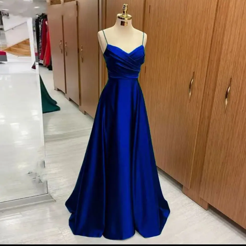 Drak Green A Line Formal Dresses V Neck Pleat Party Dress For Wedding Spaghetti Strap Special Occasion Dresses robe soirée