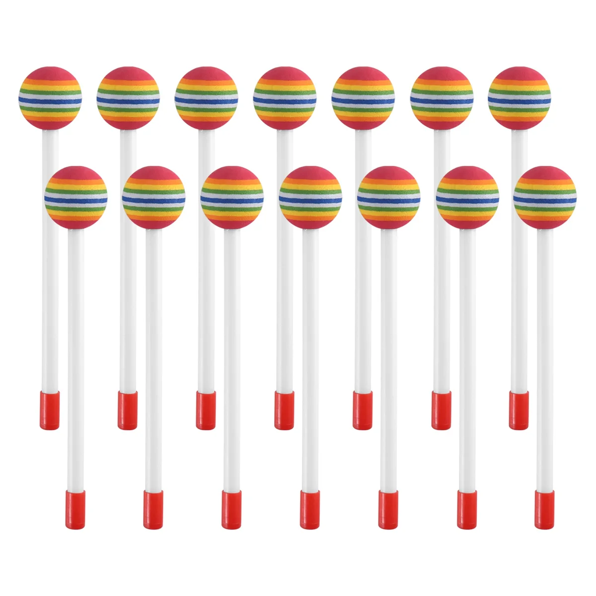 14 Pcs Lollipop Drum Mallet Sticks Round Rainbow Hammer Percussion Sticks Plastic Drumsticks for Kids Child Mallet